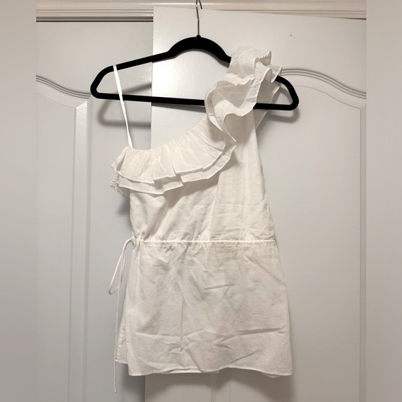 BNWT Banana Republic one shoulder top w/ ruffle embroider detail -Size XS petite - Picture 3 of 3